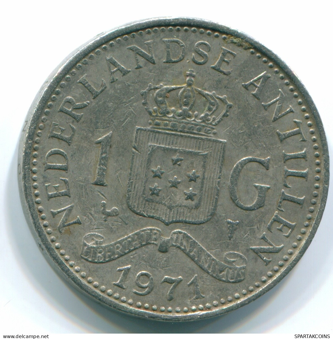 1 GULDEN 1971 ANTILLES NÉERLANDAISES Nickel Colonial Pièce #S12007.F.A - Niederländische Antillen