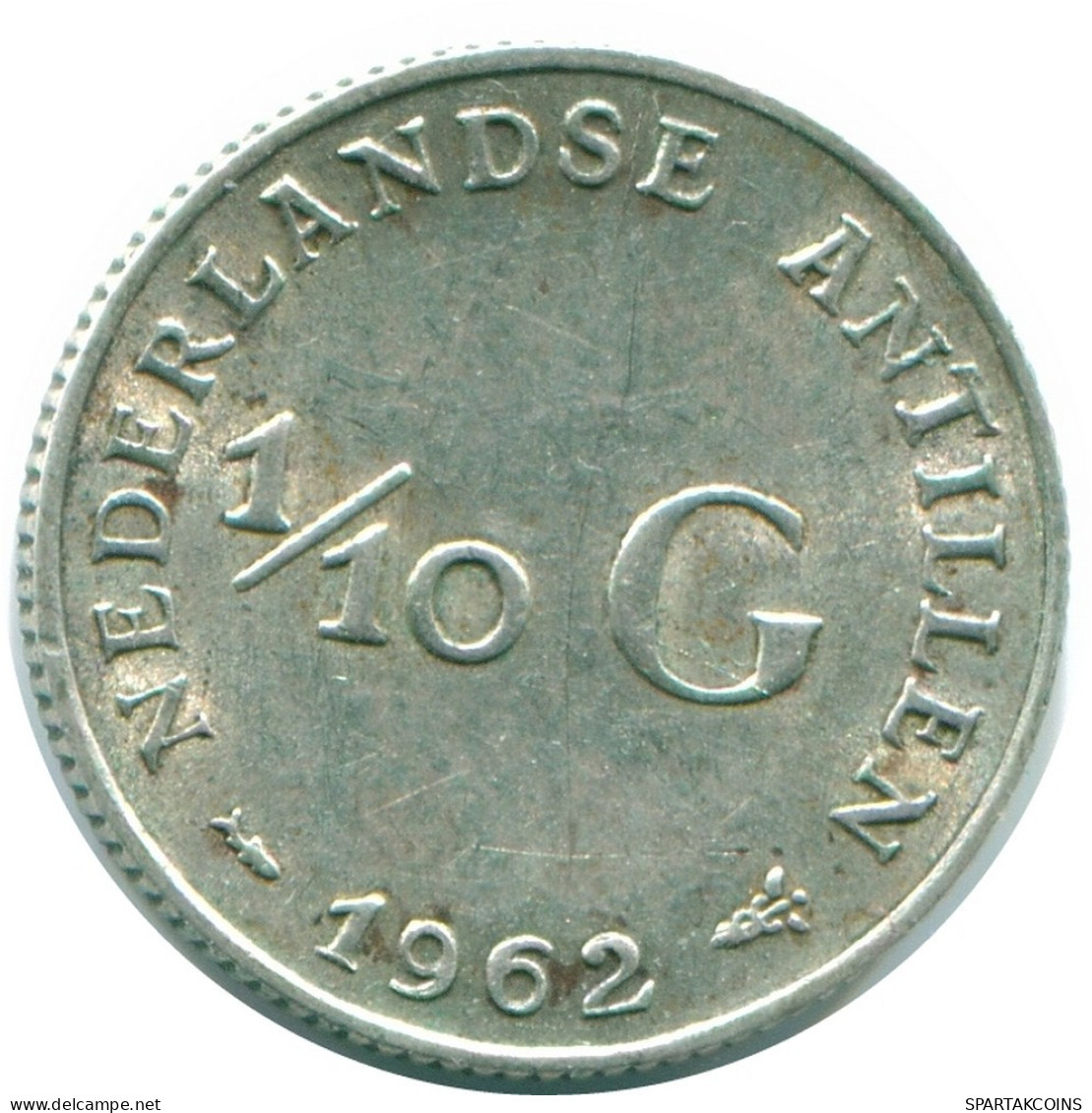 1/10 GULDEN 1962 NETHERLANDS ANTILLES SILVER Colonial Coin #NL12393.3.U.A - Niederländische Antillen