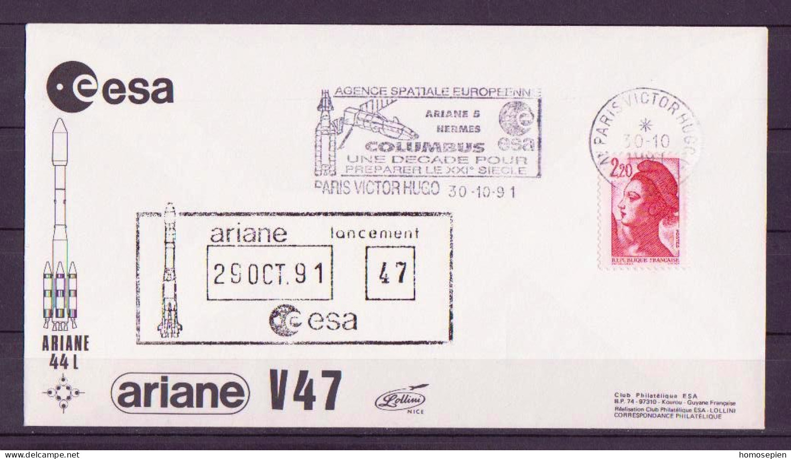 Espace 1991 10 30 - ESA - Ariane V47 - Officielle - Paris - Europe