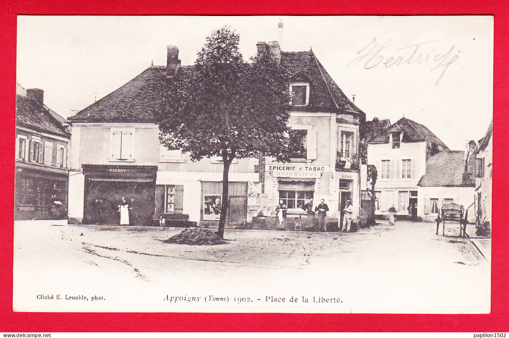 F-89-Appoigny-01P83  La Place De La Liberté, épicerie Et Tabac, Petite Animation, Cpa Précurseur BE - Appoigny