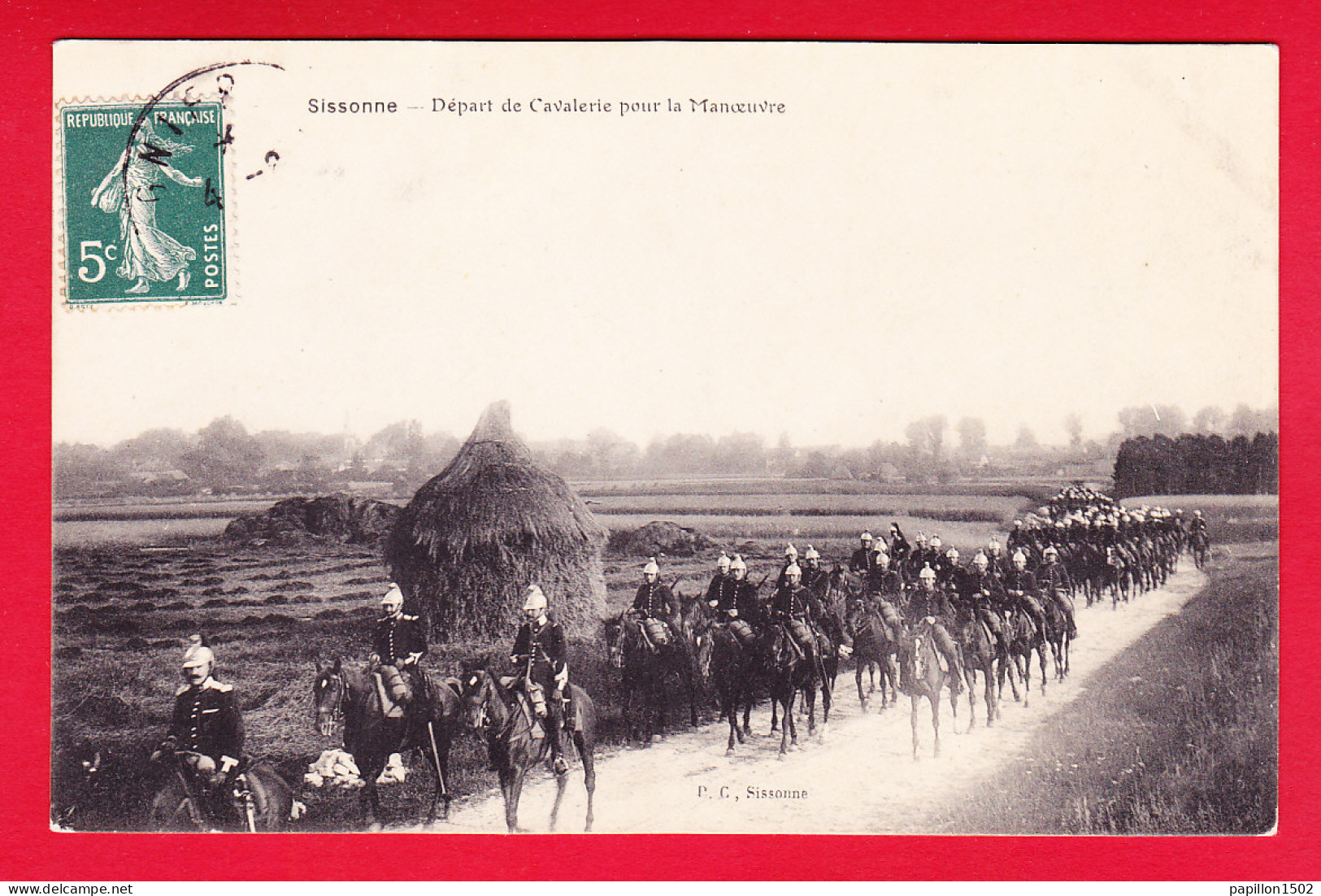 Regiment-60P83  SISSONNE, Départ De Cavalerie Pour La Manoeuvre, Belle Animation, Cpa BE - Régiments