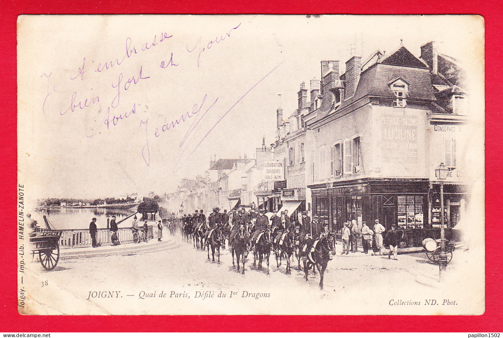 Regiment-93P83 JOIGNY, Quai De Paris, Défilé Du 1er Dragons, Cpa Précurseur - Régiments