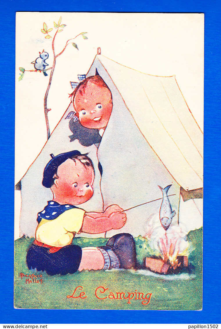 Illust-1131P141 B. MALLET, Le Camping, Enfants, Cpa BE - Mallet, B.