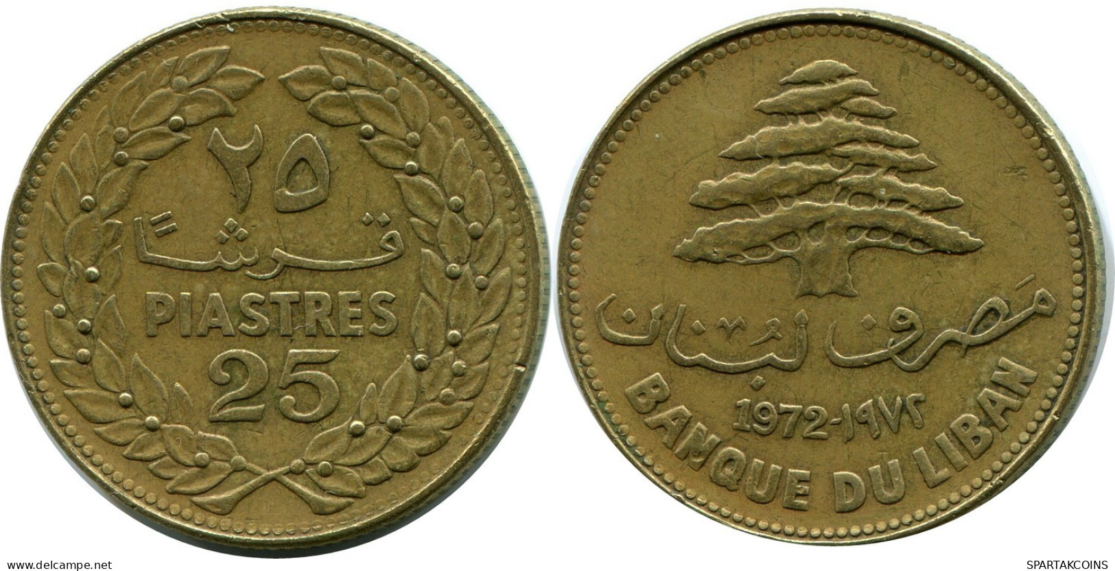 25 PIASTRES 1972 LIRAN LEBANON Pièce #AP384.F.A - Liban