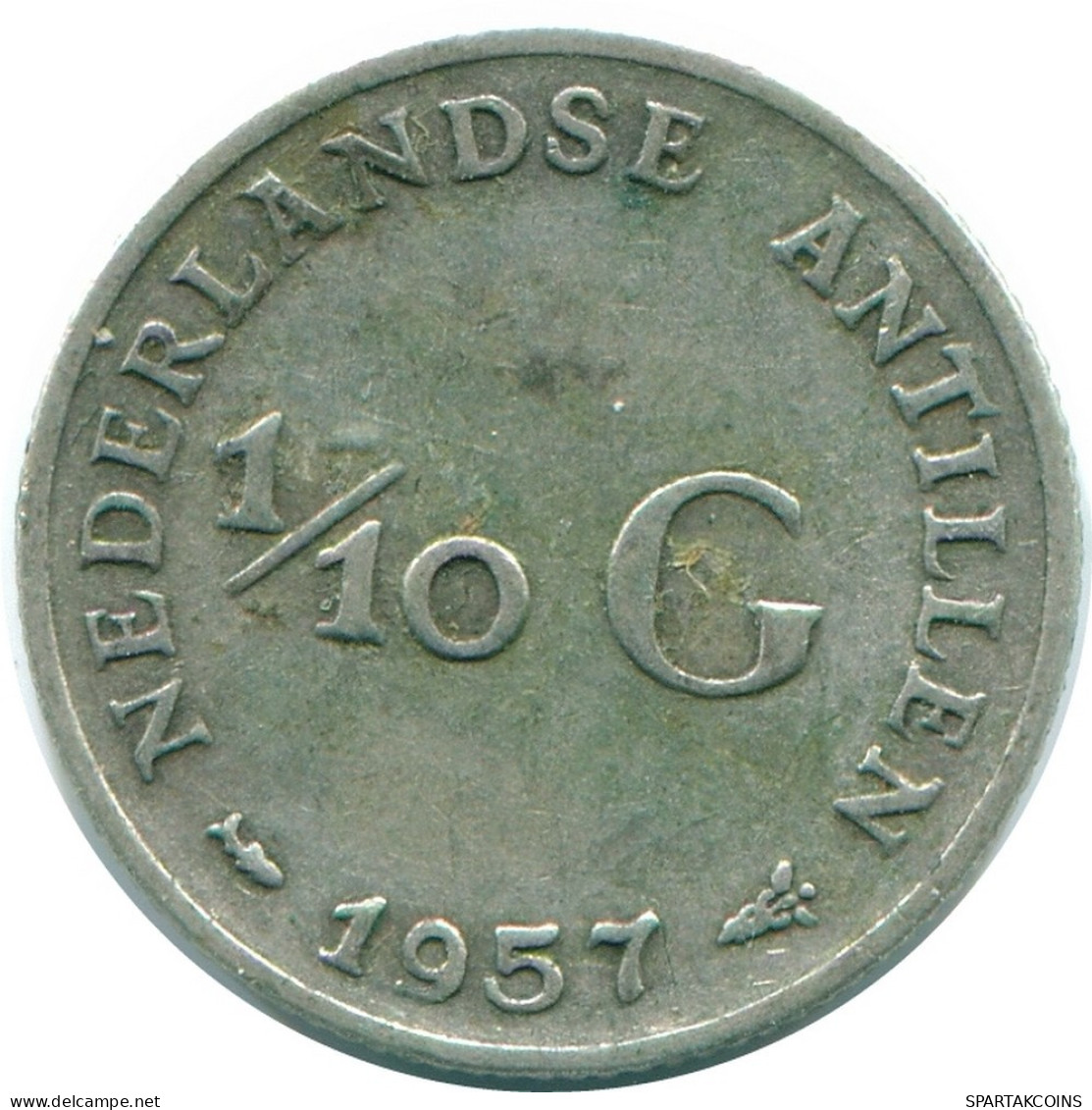 1/10 GULDEN 1957 ANTILLAS NEERLANDESAS PLATA Colonial Moneda #NL12169.3.E.A - Antille Olandesi