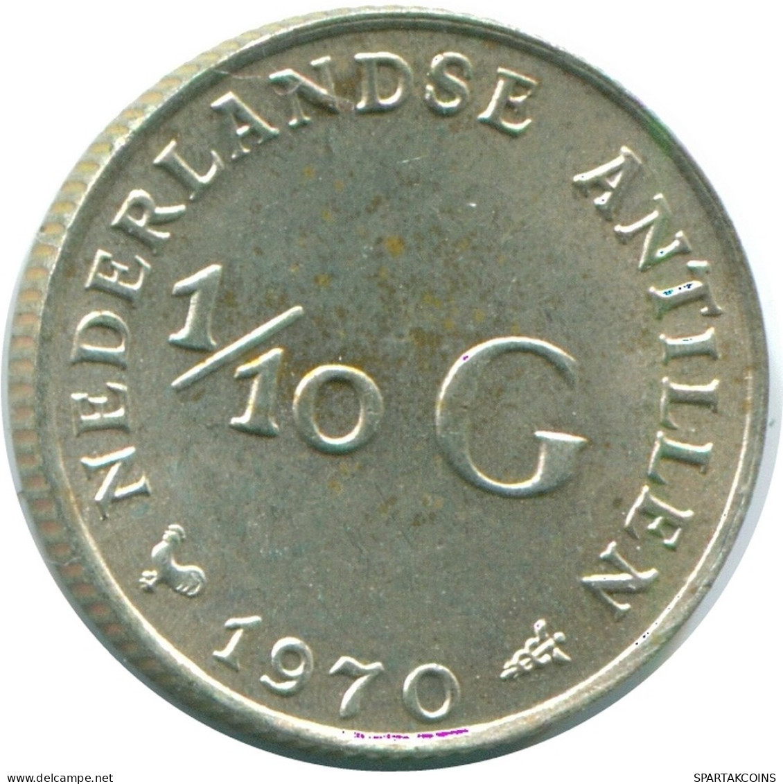 1/10 GULDEN 1970 ANTILLAS NEERLANDESAS PLATA Colonial Moneda #NL13027.3.E.A - Antille Olandesi