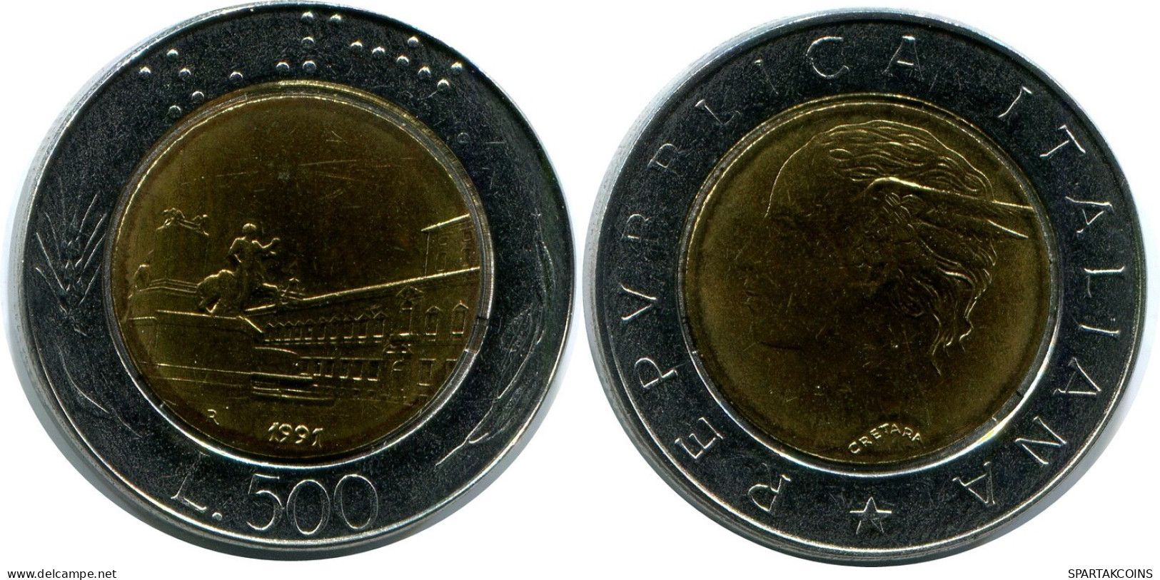 500 LIRE 1991 ITALIA ITALY Moneda BIMETALLIC #AZ495.E.A - 500 Lire