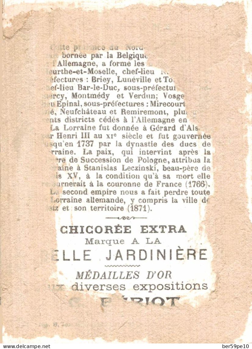 CHROMO CHICOREE A LA BELLE JARDINIERE LILLE ANCIENNES PROVINCES FRANCAISES LA LORRAINE VUE DE NANCY - Tea & Coffee Manufacturers