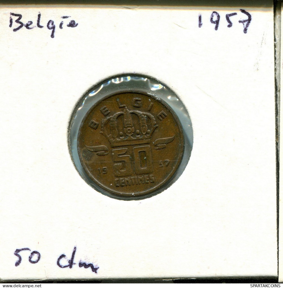 50 CENTIMES 1957 DUTCH Text BELGIEN BELGIUM Münze #AU608.D.A - 50 Centimes