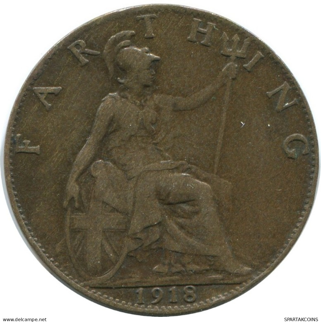 FARTHING 1918 UK GREAT BRITAIN Coin #AG777.1.U.A - B. 1 Farthing