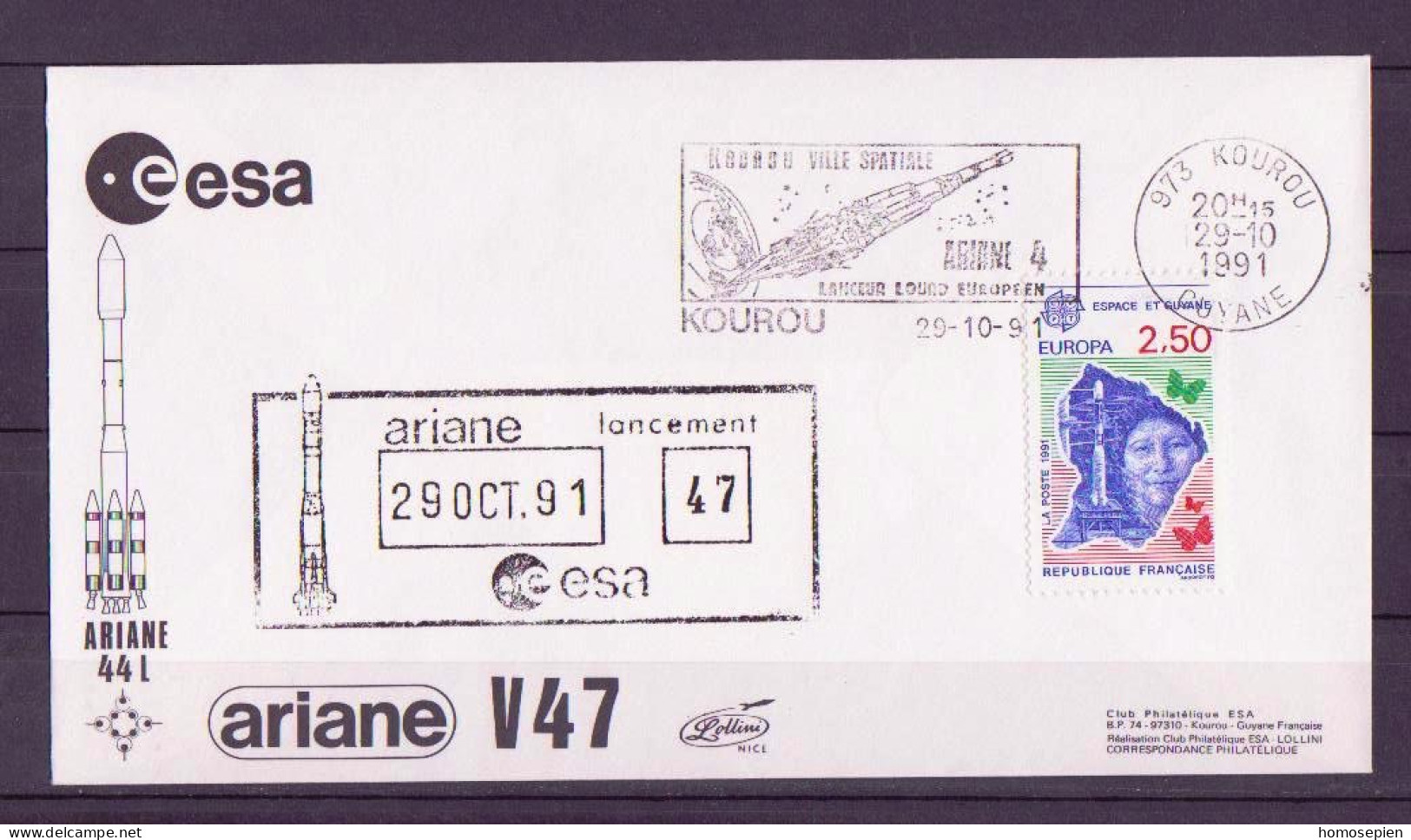 Espace 1991 10 30 - ESA - Ariane V47 - Officielle - Kourou - Europe