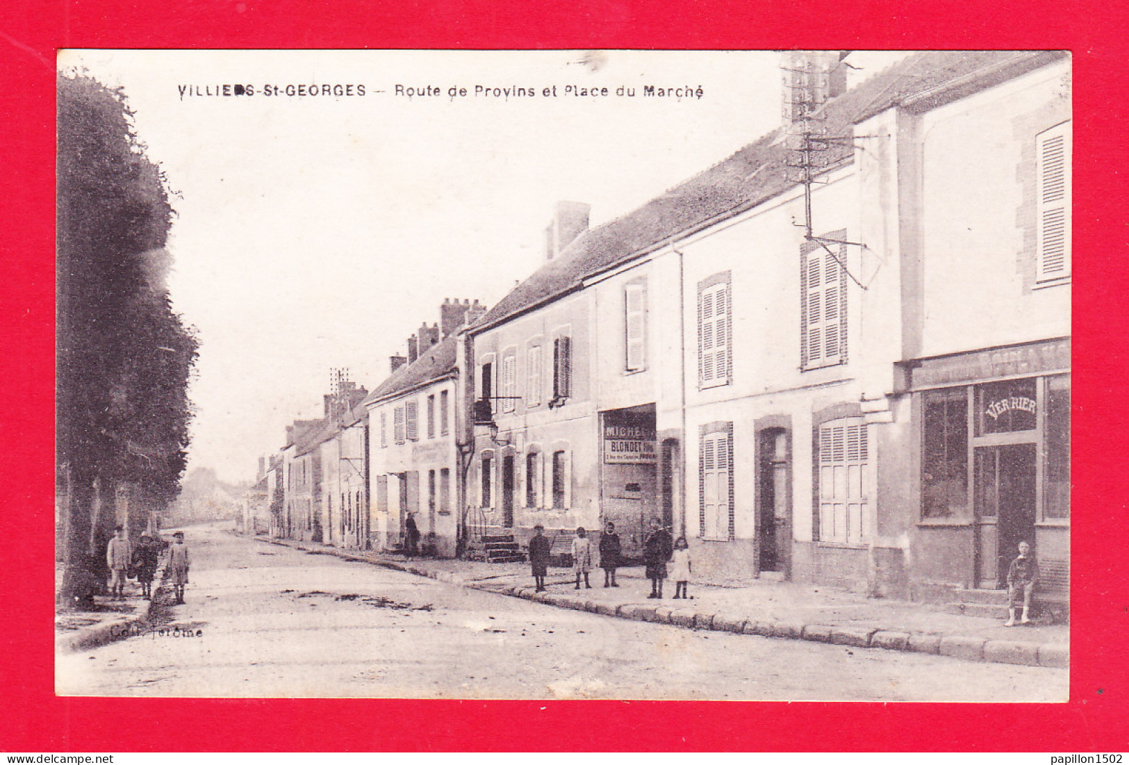 F-77-Villiers Saint Georges-04A100  Route De Provins Et Place Du Marché, Cpa  - Villiers Saint Georges