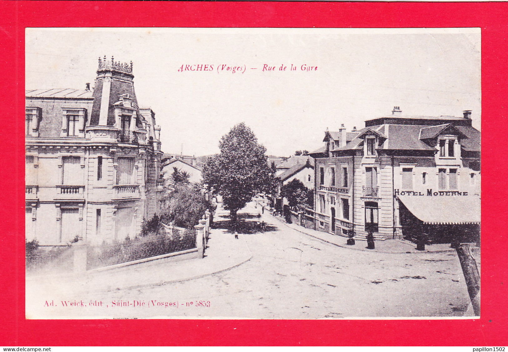 F-88-Arches-03A100  La Rue De La Gare, Hôtel Moderne, Cpa  - Arches