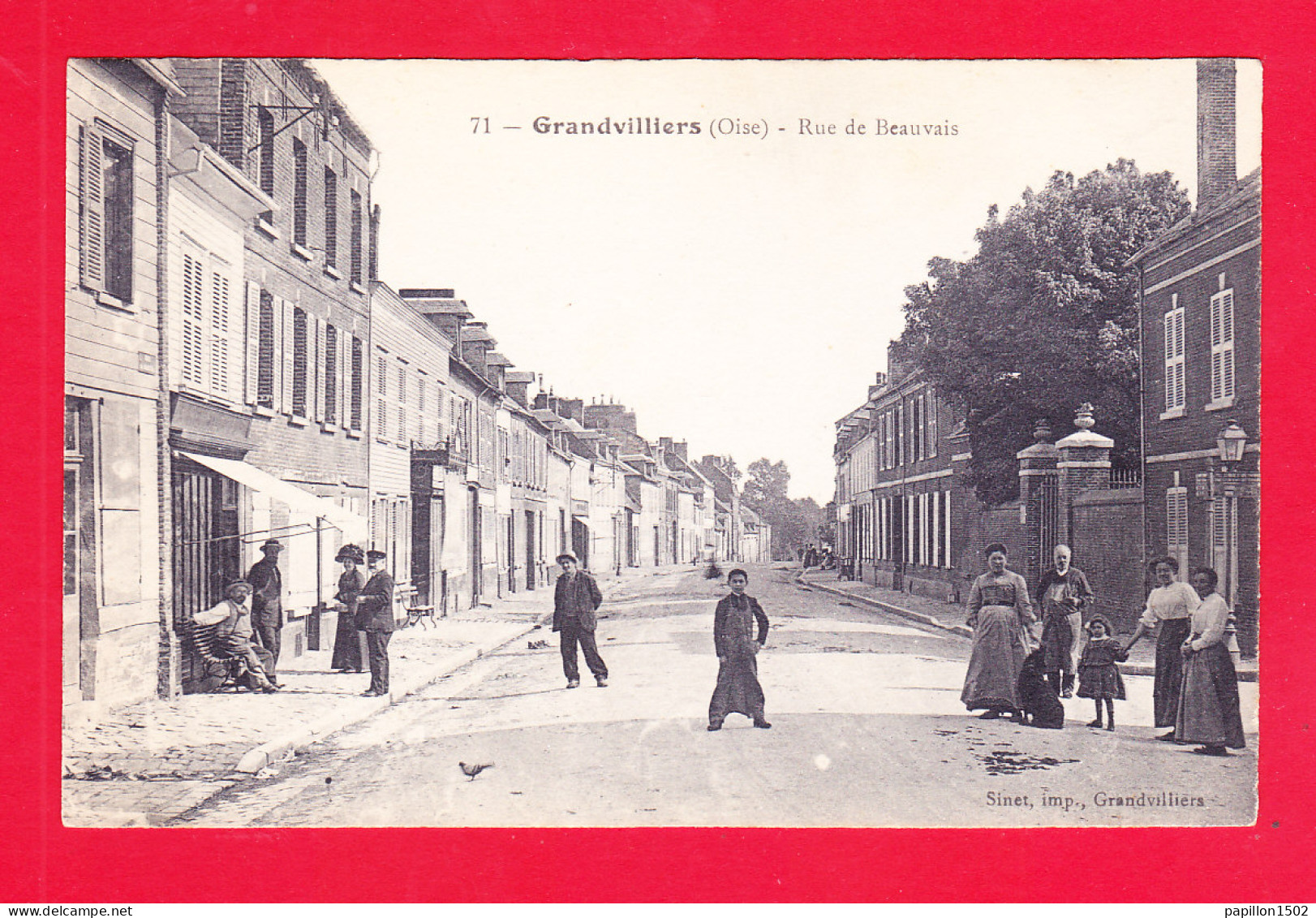 F-60-Grandvilliers-06Ph107  La Rue De Beauvais Animation, Cpa BE - Grandvilliers