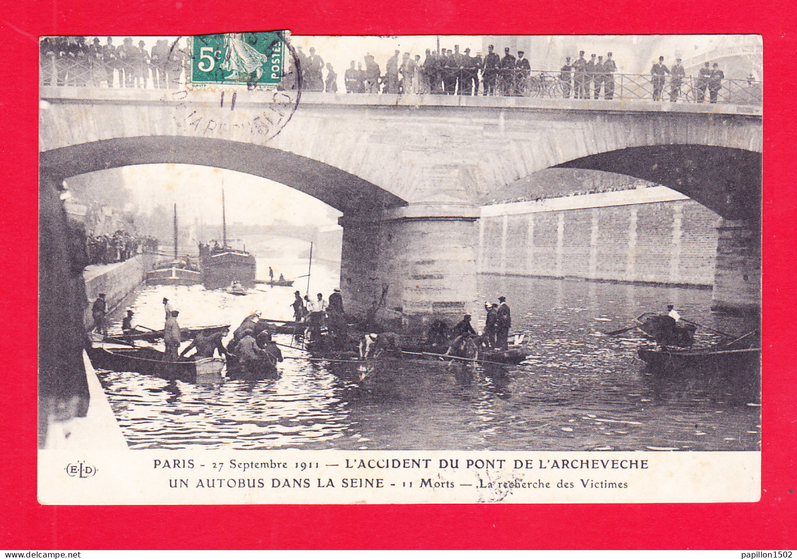 F-75-Paris-1139Ph107  Accident Du Pont De L'Archeveche, Autobus Dans La Seine, Recherche Des Victimes, Cpa BE - Bridges