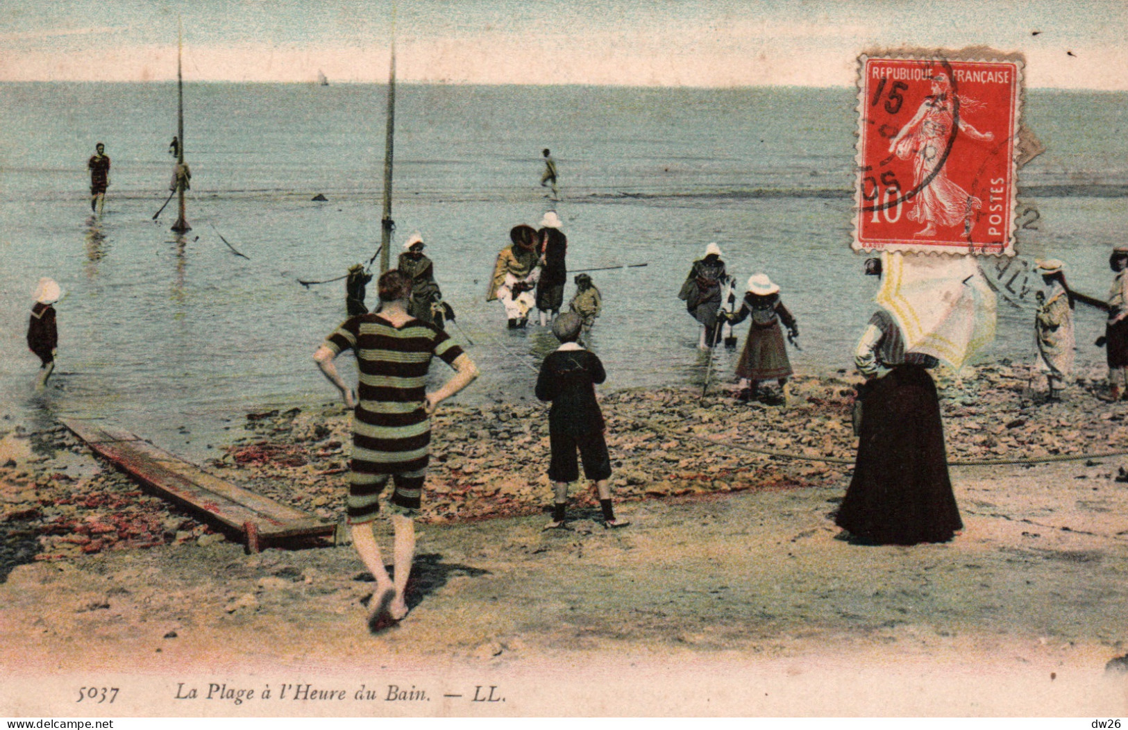 Normandie (Manche, Calvados?) La Plage à L'heure Du Bain - Carte LL Colorisée N° 5037 - Basse-Normandie