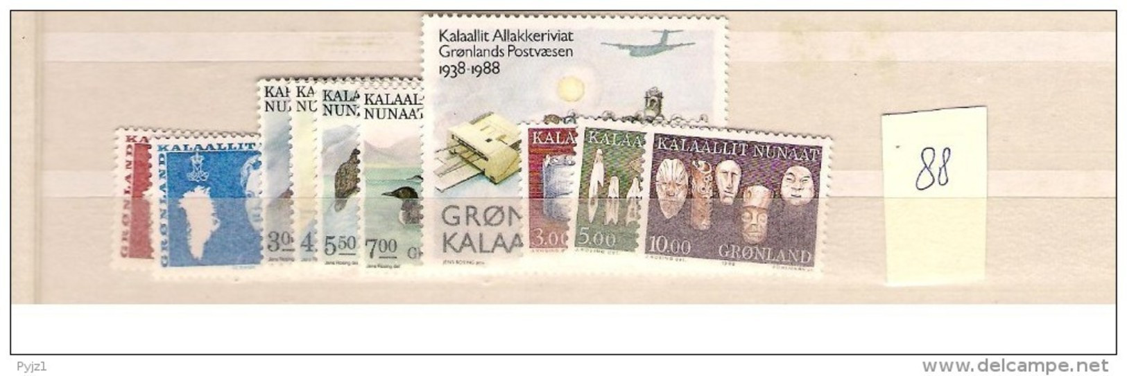 1988 MNH Greenland, Year Complete According To Michel, Postfris - Volledige Jaargang