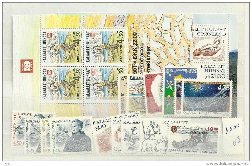 2000 MNH Greenland, Year Complete According To Michel, Postfris - Années Complètes
