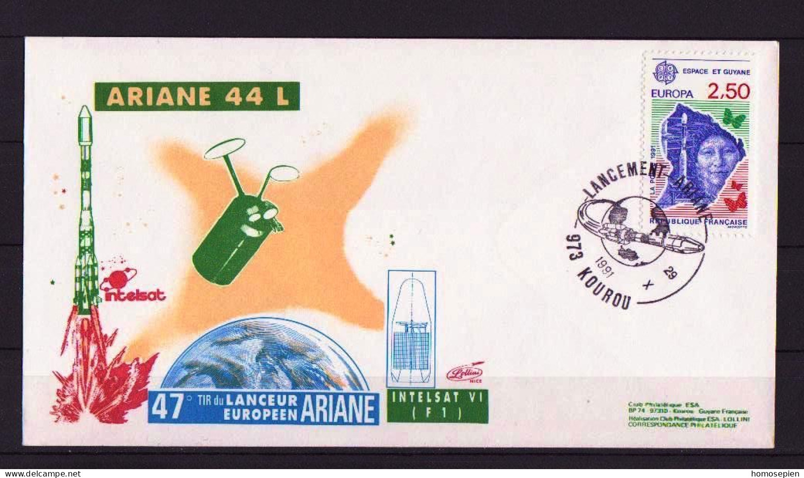 Espace 1991 10 30 - ESA - Ariane V47 - Composite Noire - Europe
