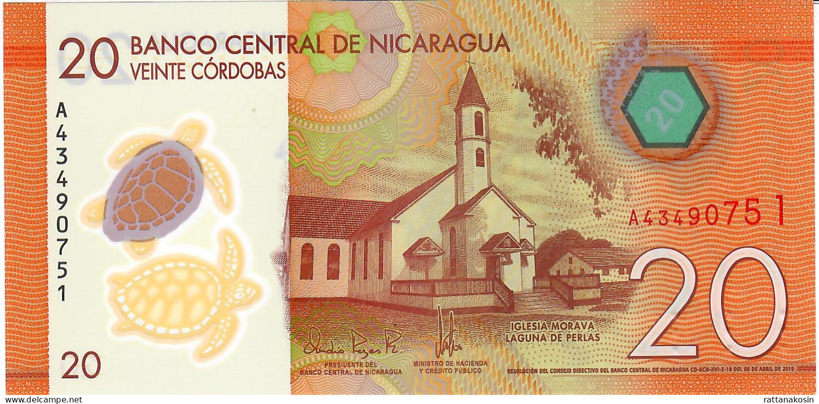 NICARAGUA P210b 20 CORDOBAS  #A  2019 UNC. - Nicaragua