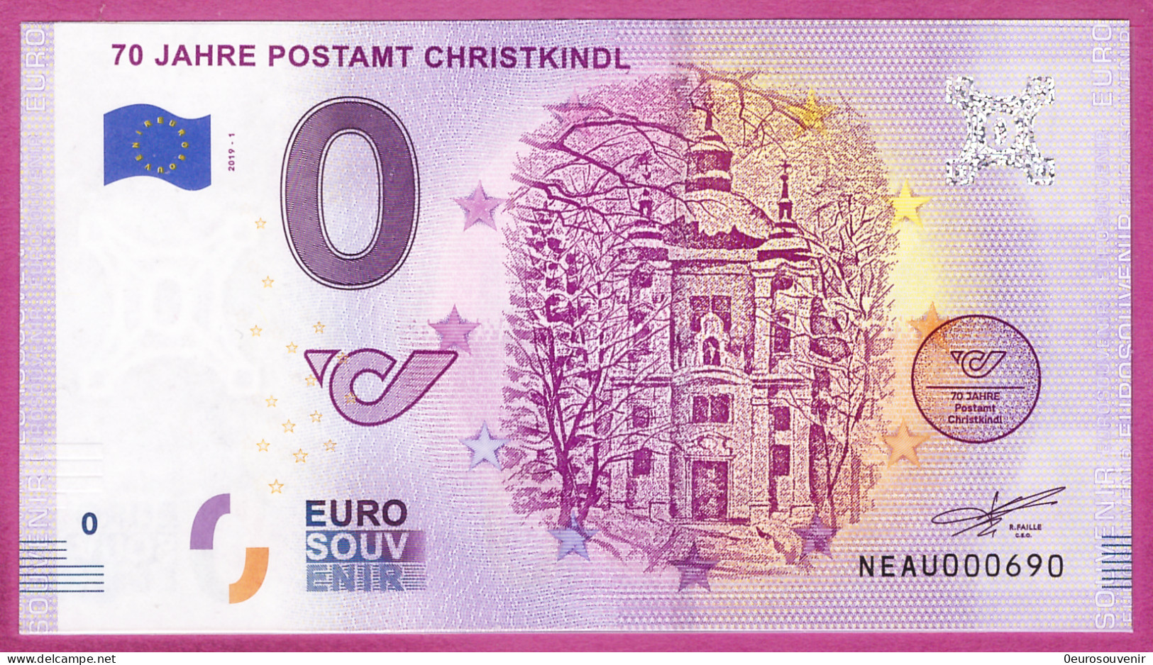 0-Euro NEAU 2019-1 70 JAHRE POSTAMT CHRISTKINDL - Essais Privés / Non-officiels