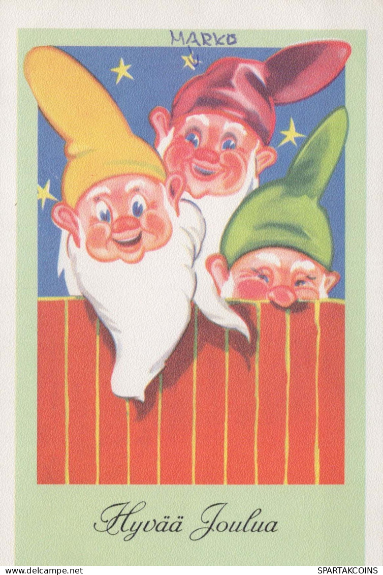 BABBO NATALE Buon Anno Natale GNOME Vintage Cartolina CPSM #PAU783.A - Santa Claus