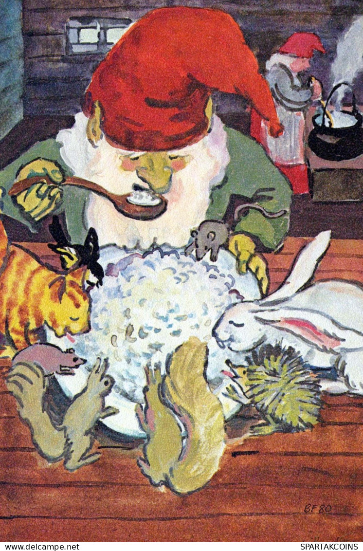 PAPÁ NOEL Feliz Año Navidad GNOMO Vintage Tarjeta Postal CPSM #PAU497.A - Santa Claus