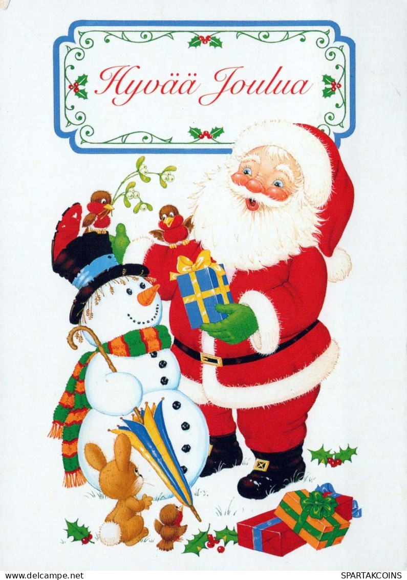 WEIHNACHTSMANN SANTA CLAUS Neujahr Weihnachten SCHNEEMANN Vintage Ansichtskarte Postkarte CPSM #PAU370.A - Santa Claus