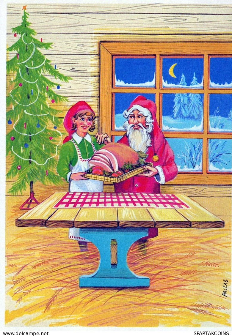 WEIHNACHTSMANN SANTA CLAUS Neujahr Weihnachten GNOME Vintage Ansichtskarte Postkarte CPSM #PAU210.A - Santa Claus