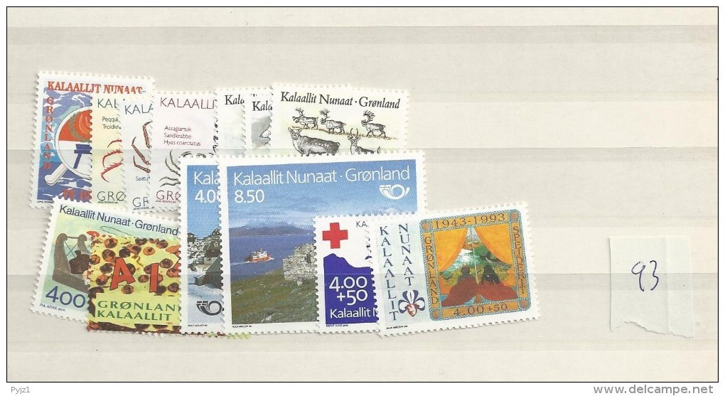 1993 MNH Greenland, Postfris - Komplette Jahrgänge