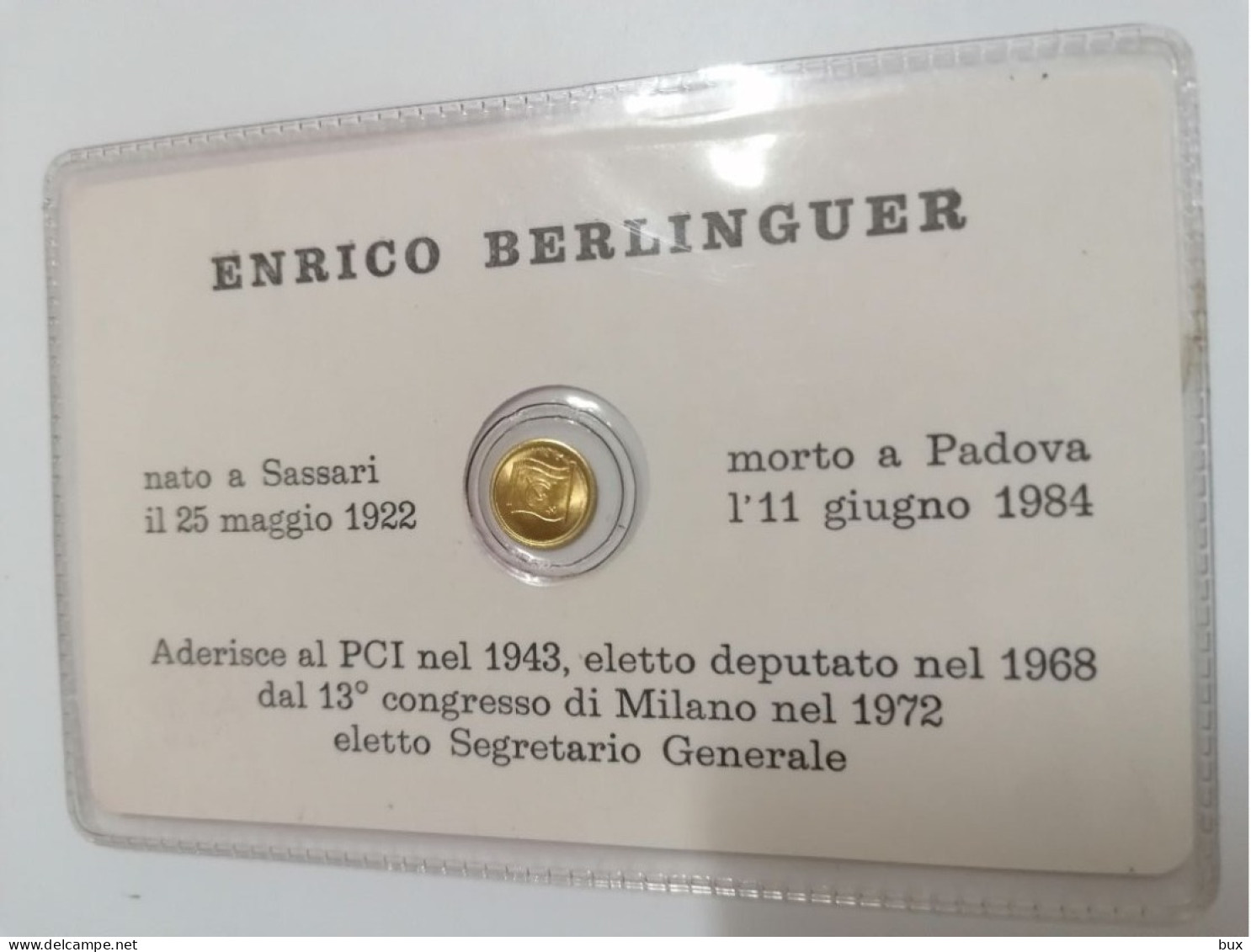 Enrico Berlinguer Partito Comunista Medaglietta In Blister Metallo Non Identificato Partito Politico E Le Elezioni - Other & Unclassified