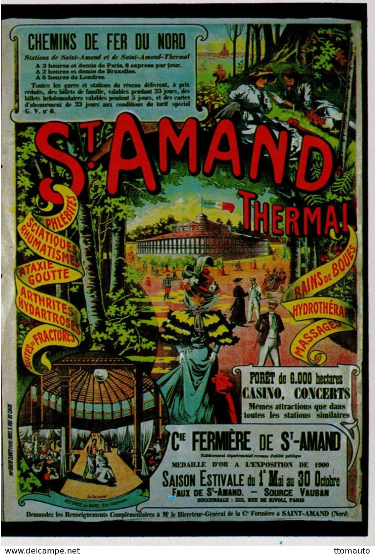 Affiche Publicité Pour Chemin De Fer Du Nord  - ST.AMAND Thermal  - CPM - Otros & Sin Clasificación