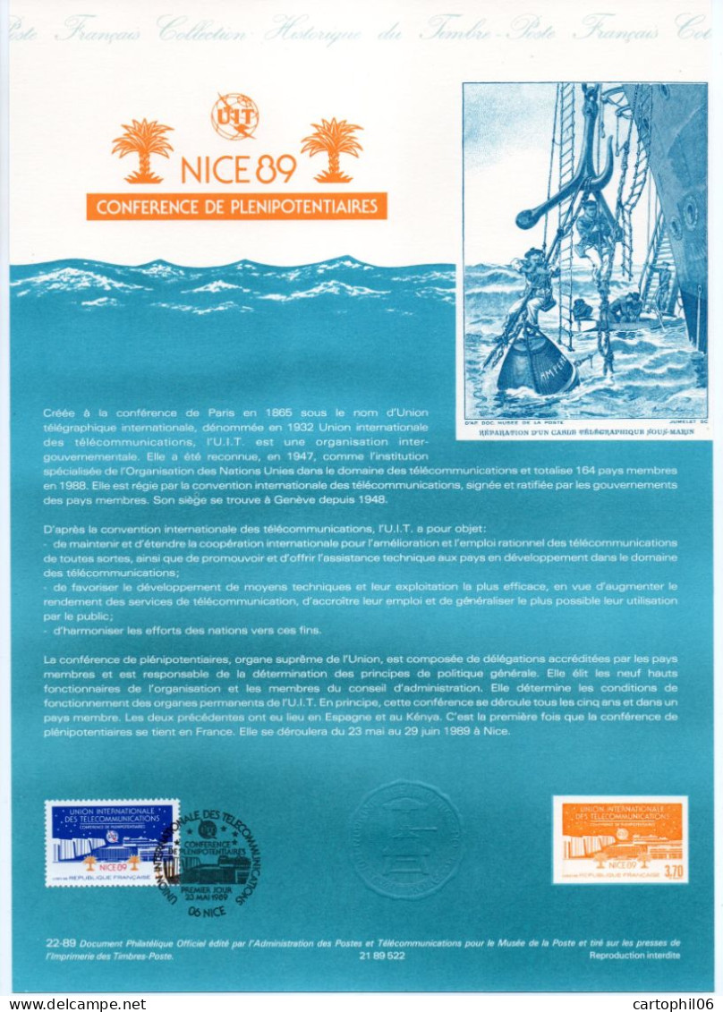 - Document Premier Jour L'UNION INTERNATIONALE DES TÉLÉCOMMUNICATIONS - NICE 23.5.1989 - - Telecom