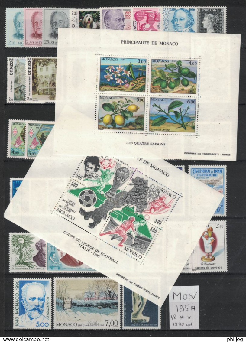 Monaco - Année 1990 Complète - Neuve SANS Charnière - 48 Timbres Du 1705 à 1752 - MNH Year 1990 - Full Years