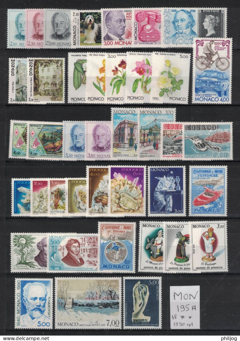 Monaco - Année 1990 Complète - Neuve SANS Charnière - 48 Timbres Du 1705 à 1752 - MNH Year 1990 - Années Complètes