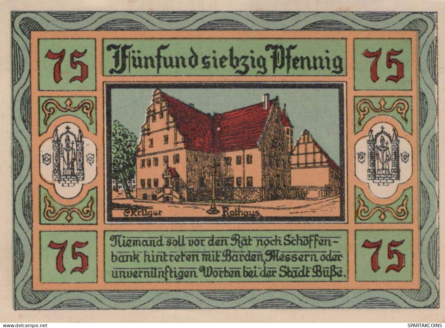 75 PFENNIG 1921 Stadt AKEN Saxony UNC DEUTSCHLAND Notgeld Banknote #PH690 - Lokale Ausgaben