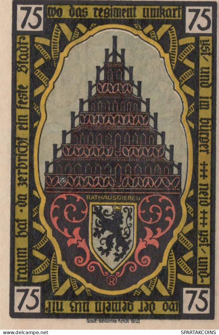75 PFENNIG 1914-1924 Stadt PÖSSNECK Thuringia UNC DEUTSCHLAND Notgeld #PB625 - Lokale Ausgaben