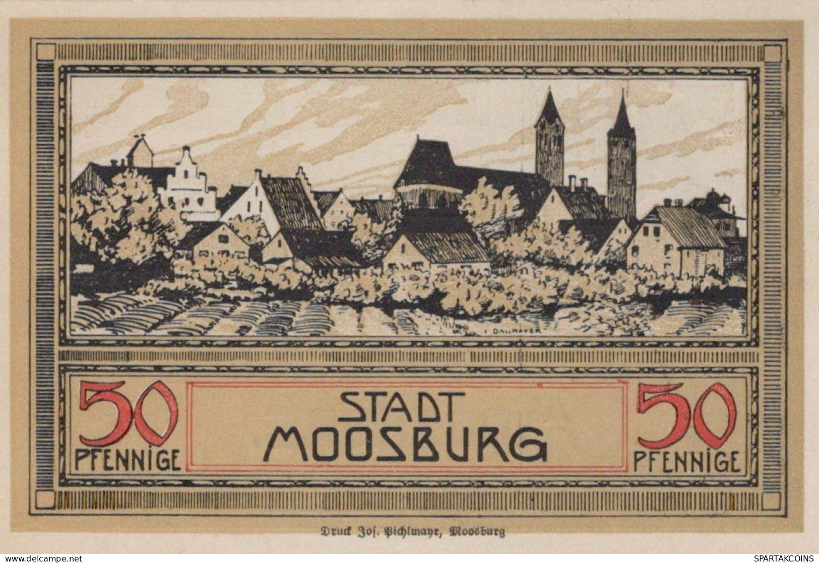 50 PFENNIG Stadt MOOSBURG AN DER ISAR Bavaria UNC DEUTSCHLAND Notgeld #PH249 - Lokale Ausgaben