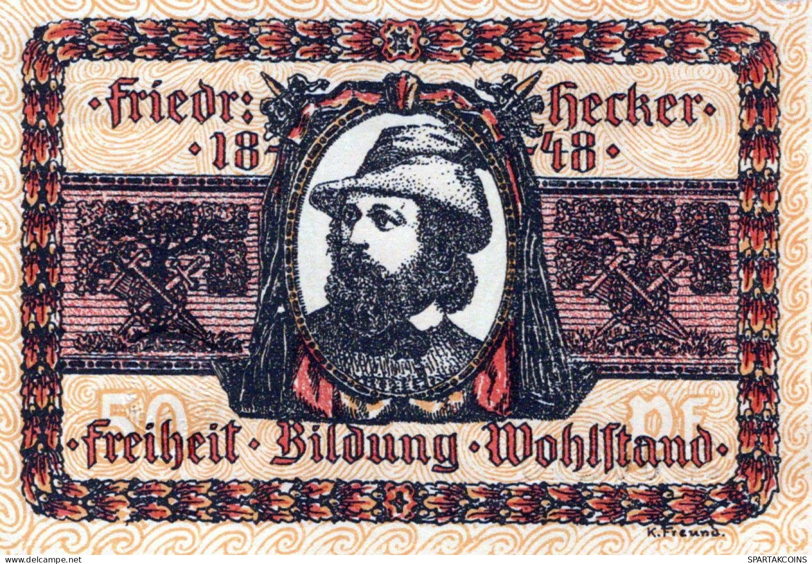 50 PFENNIG Stadt LoRRACH Baden DEUTSCHLAND Notgeld Papiergeld Banknote #PG408 - Lokale Ausgaben