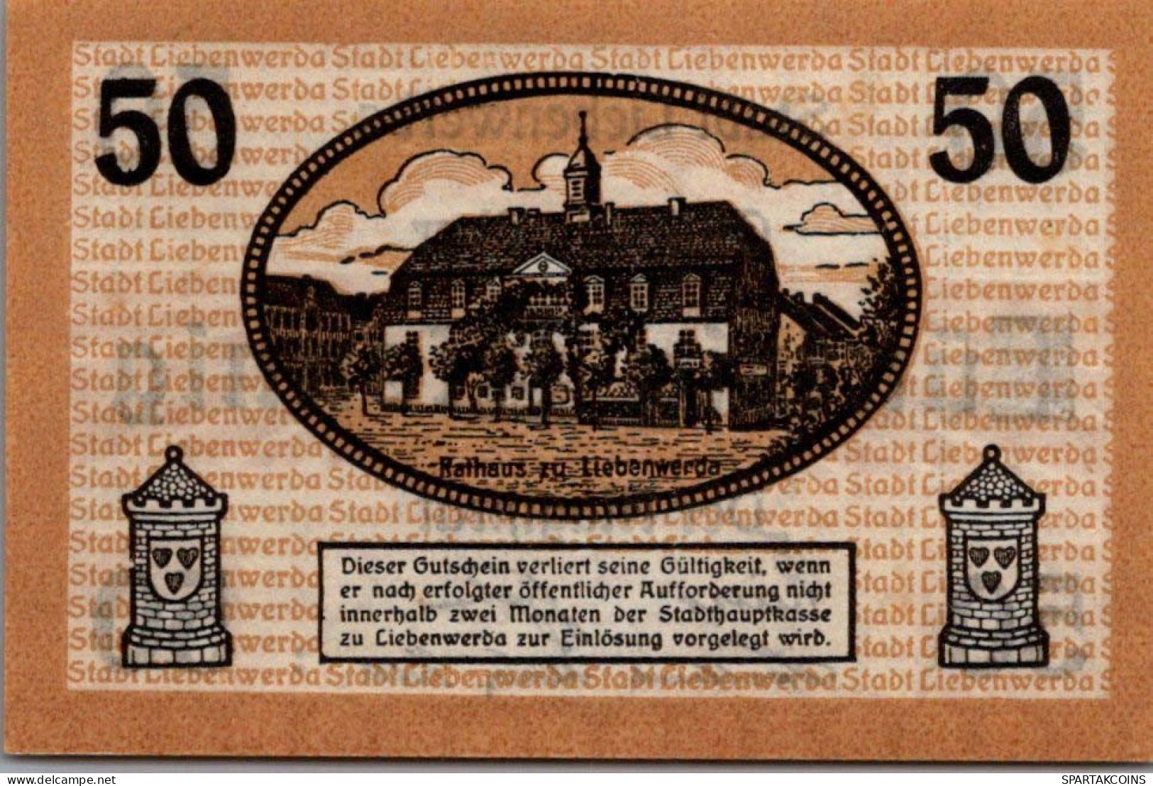 50 PFENNIG Stadt LIEBENWERDA Saxony UNC DEUTSCHLAND Notgeld Banknote #PI681 - Lokale Ausgaben