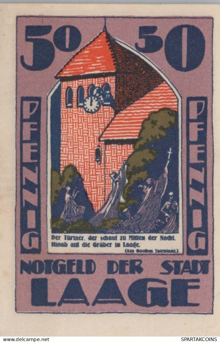 50 PFENNIG 1924 Stadt LAAGE Mecklenburg-Schwerin UNC DEUTSCHLAND Notgeld #PB872 - Lokale Ausgaben