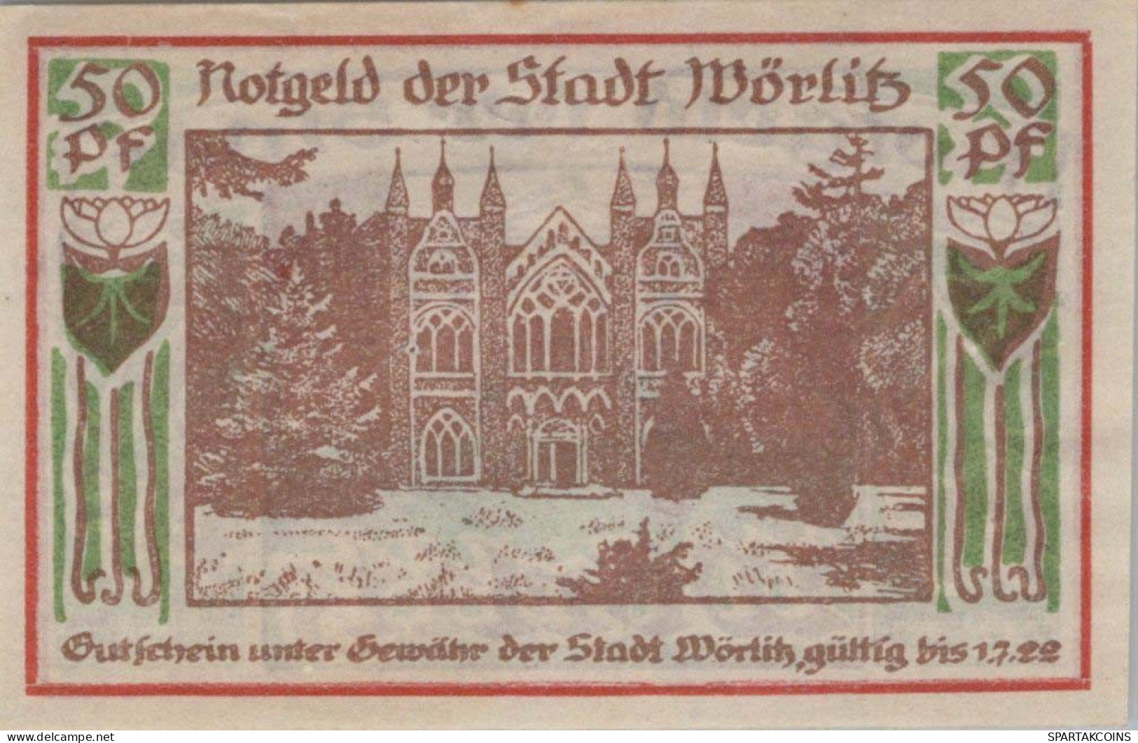 50 PFENNIG 1922 Stadt Worlitz Anhalt UNC DEUTSCHLAND Notgeld Banknote #PJ038 - Lokale Ausgaben