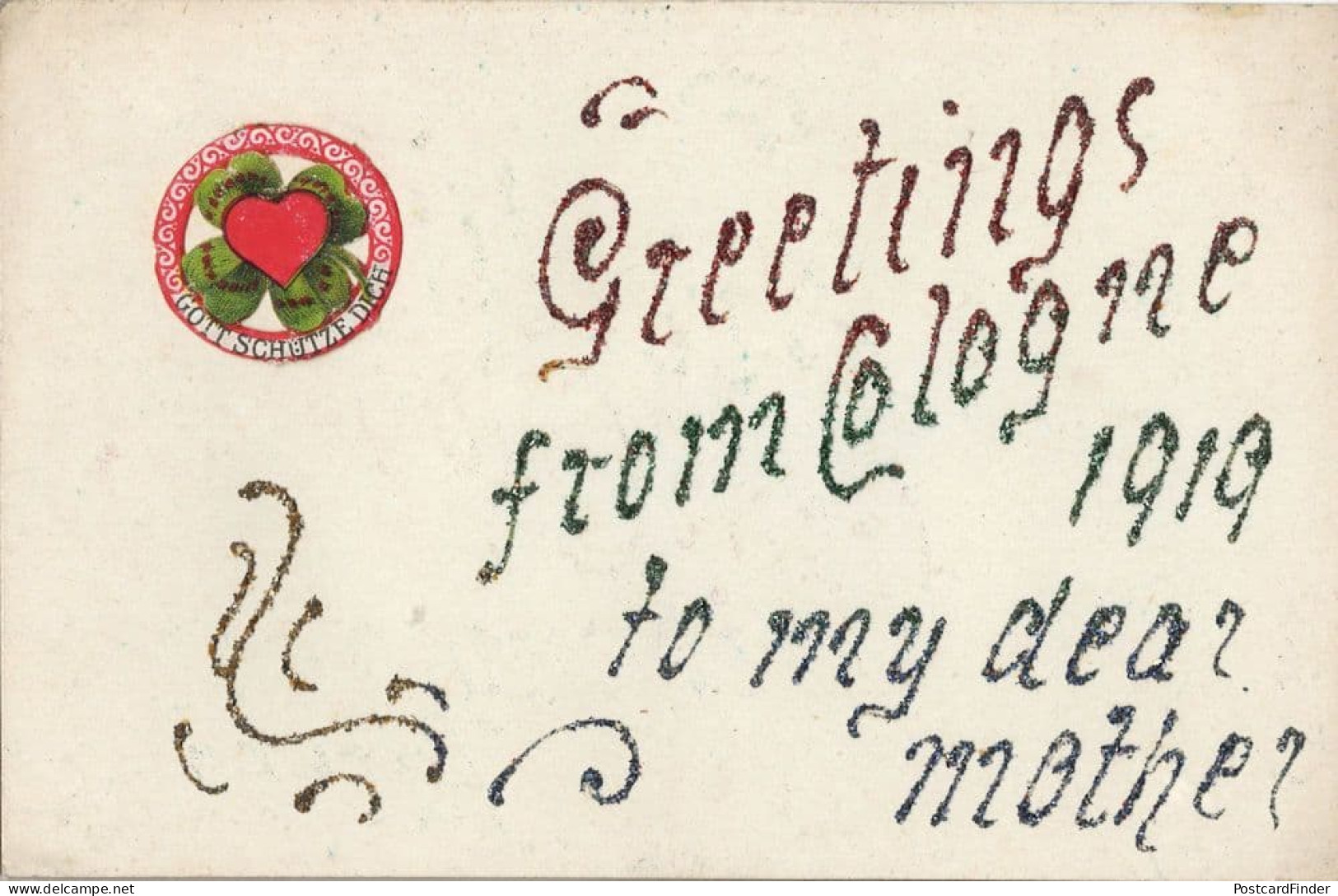 Greetings From Cologne After WW1 1919 Soldier To Mother Postcard - War 1914-18