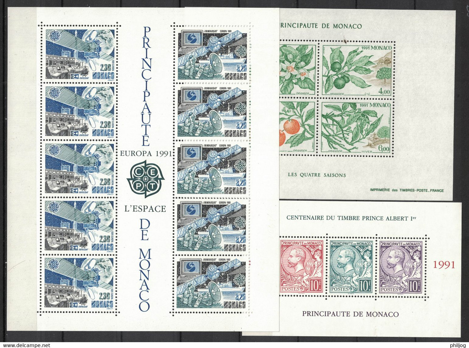 Monaco - Année 1991 Complète - Neuve SANS Charnière - 57 Timbres Du 1753 à 1809 + 1 BF, 1 Feuillet - MNH Year 1991 - Années Complètes