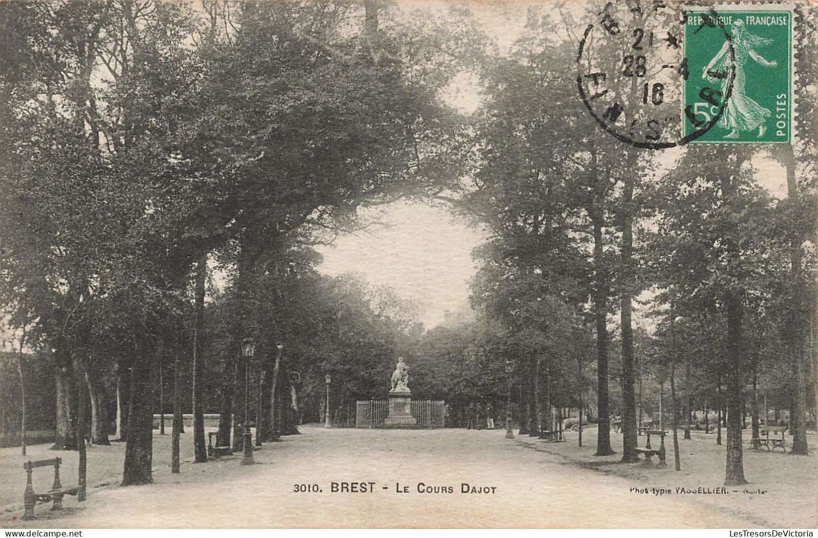 FRANCE - Brest - Vue Sur Cours Dajot - Statue - Vue Générale - Carte Postale Ancienne - Brest