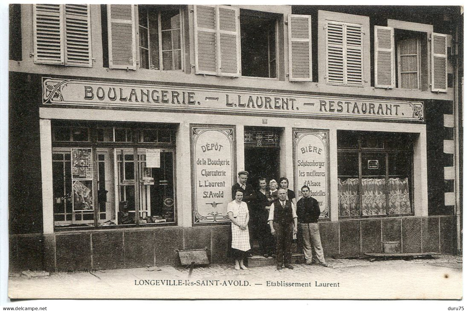 RARE CPA Non écrite * LONGEVILLE Lès SAINT AVOLD Etablissement Laurent * Boulangerie Restaurant Animée - Otros & Sin Clasificación