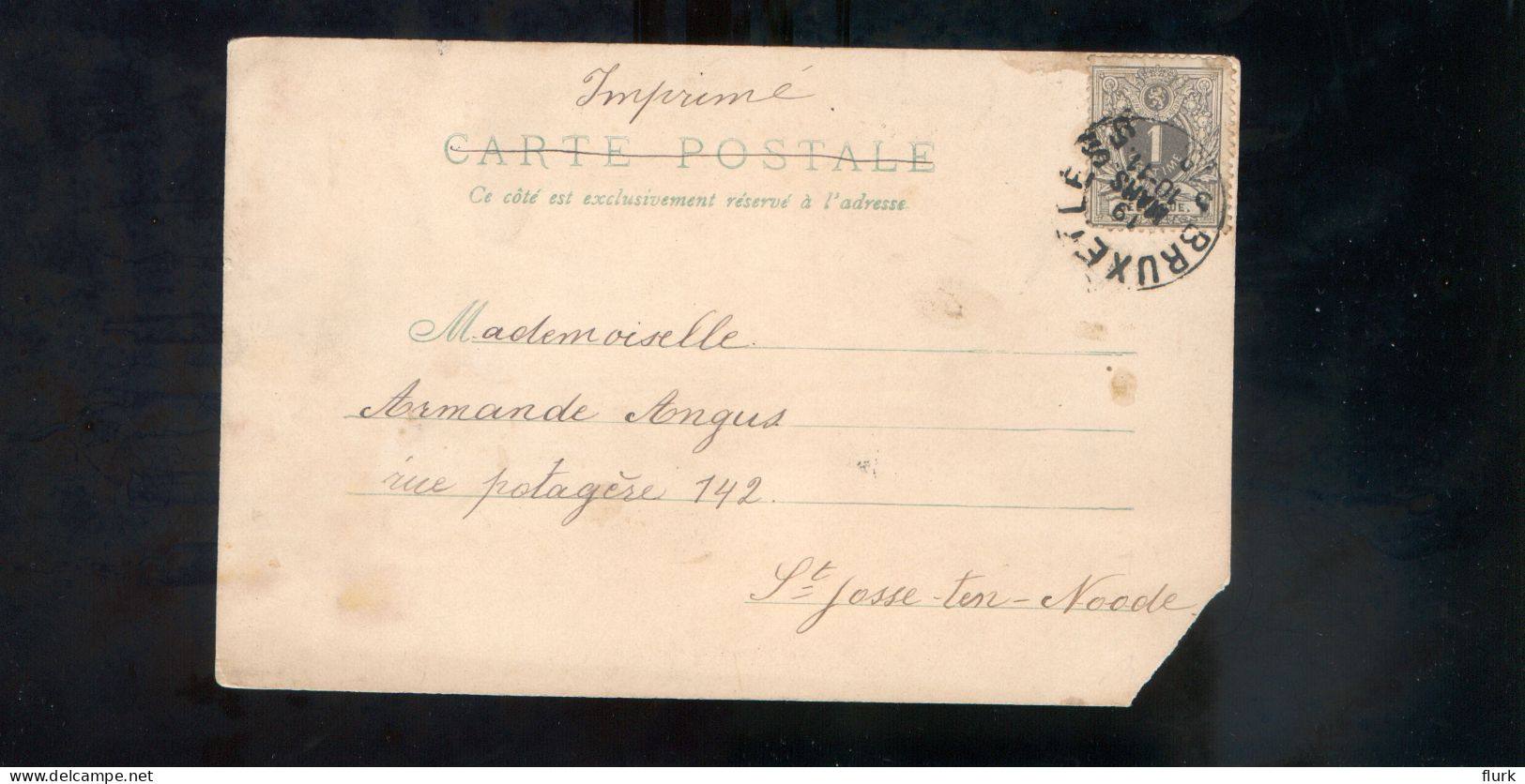 België OCB43 Gestempeld Op Postkaart Bruxelles 5-St Josse-Ten-Noode 18xx (2 Scans) - 1884-1891 Léopold II