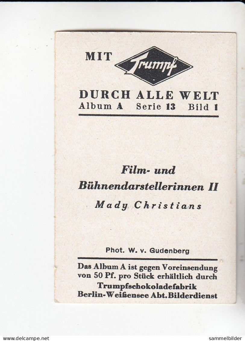 Mit Trumpf Durch Alle Welt Film Und Bühnendarstellerinnen II  Mady Christians  A Serie 13 #1 Von 1933 - Sigarette (marche)