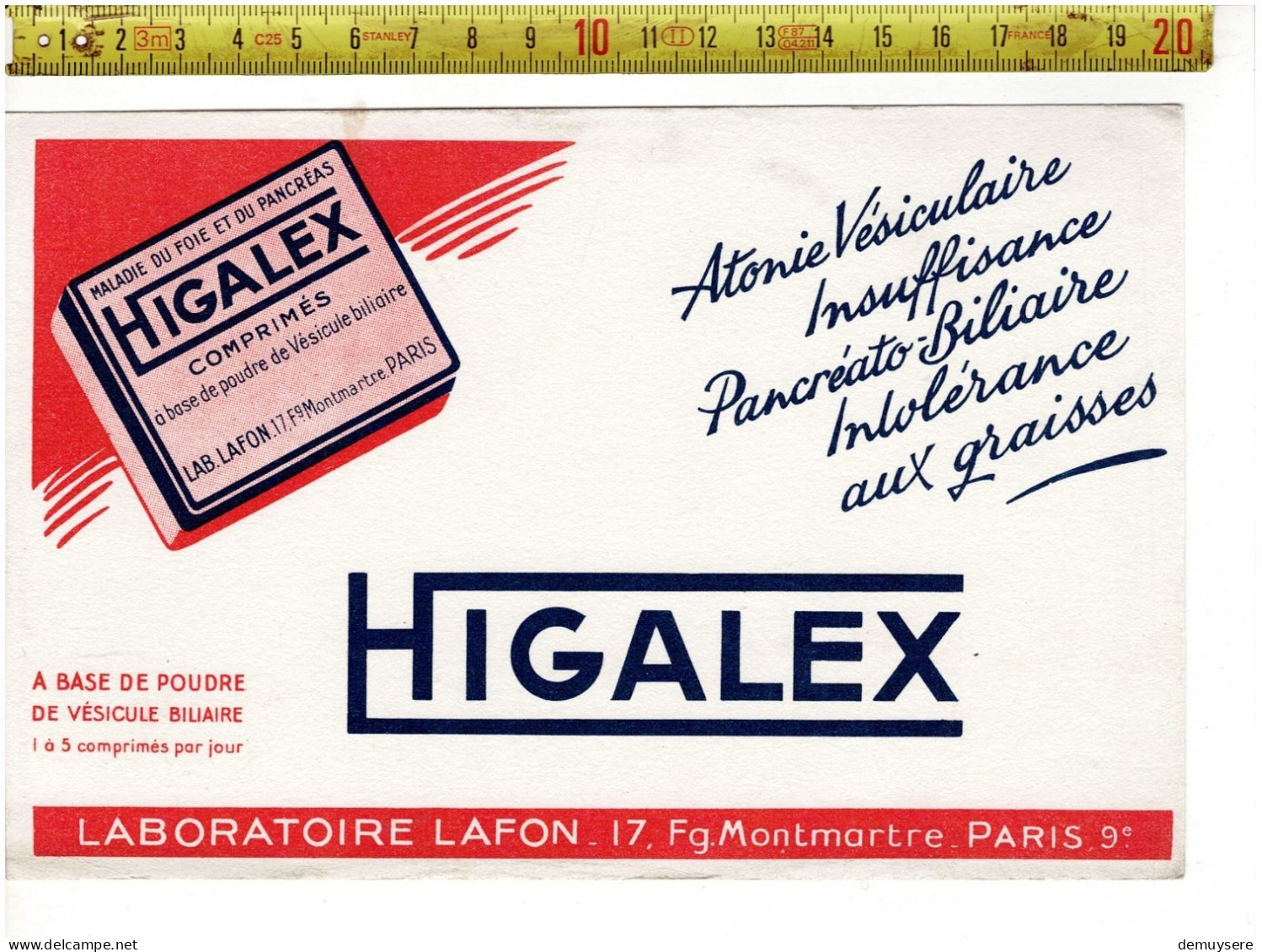 SOLDE 2023 ( BUVARD ? )  HIGALEX LABORATOIRE LAFON PARIS - Pubblicitari