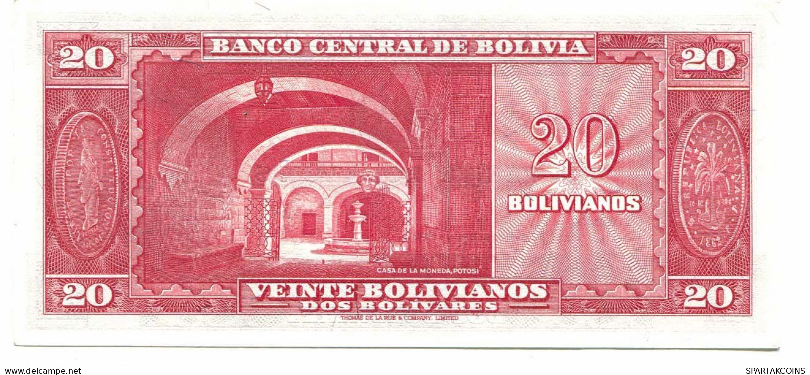 BOLIVIA 20 BOLIVIANOS 1945 SERIE P AUNC Paper Money Banknote #P10798.4 - [11] Local Banknote Issues